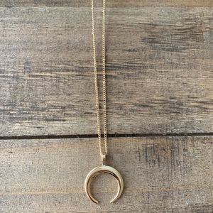 Rose Gold Double horned dainty pendant necklace